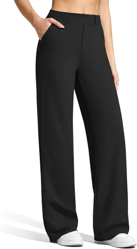 Vista 9 de G4Free EverGoing - Pantalones de vestir de pierna ancha para mujer con Gris-oscuro