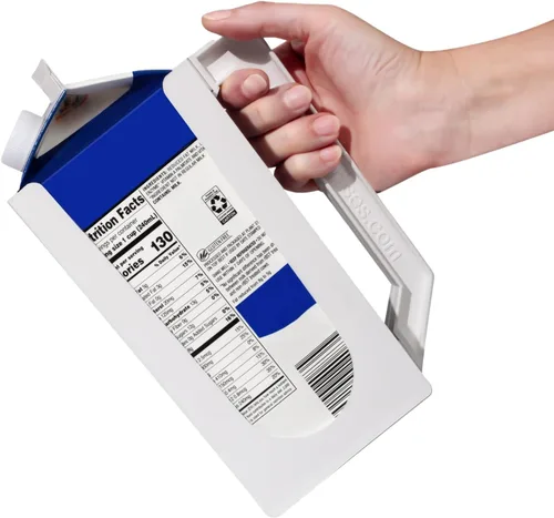Vista 3 de Carton Caddy Soporte XL de cartón de leche de medio galón con asa, caja de jugo, botella de refresco y soporte de leche de medio galón con asa, sin