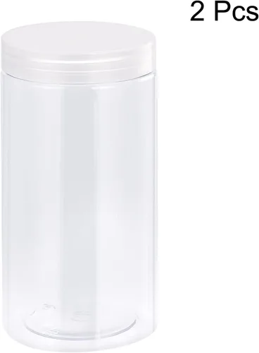 Vista 3 de uxcell Tarros redondos de plástico con tapa superior de rosca transparente, recipientes vacíos transparentes de boca ancha de 34 onzas