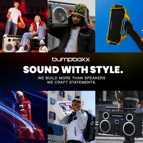 Vista 7 de Bumpboxx Ultra Plus Retro Boombox con altavoces Bluetooth, Boombox de la vieja escuela hasta 12 horas de reproducción y emparejamiento estéreo TWS