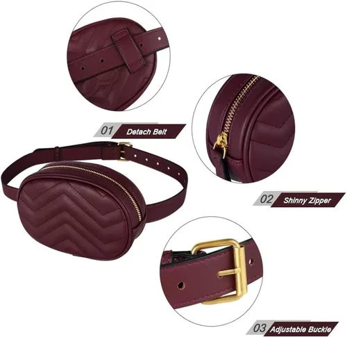 Vista 3 de Geestock - Riñonera para mujer, hecha de piel sintética e impermeable, para fiestas, viaje y senderismo