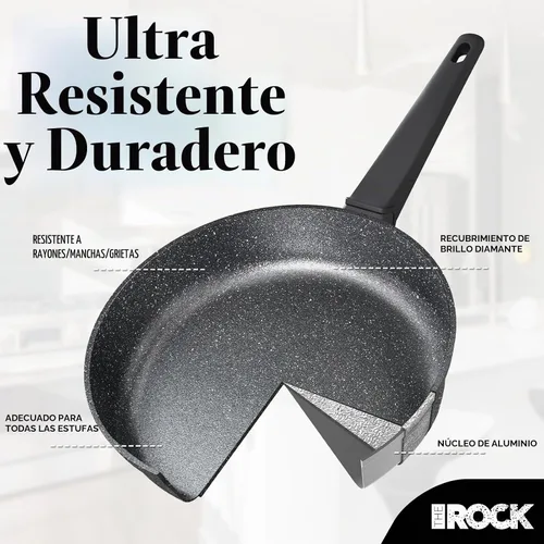 Vista 4 de THE ROCK SOHO - Sartén antiadherente de 11 pulgadas, no se pega, nunca se deforma, dura más tiempo, sartén saludable con mango resistente al calor