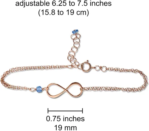 Vista 83 de Pulsera con dije de infinito con piedra natal, joyería hecha a mano, regalo para ella