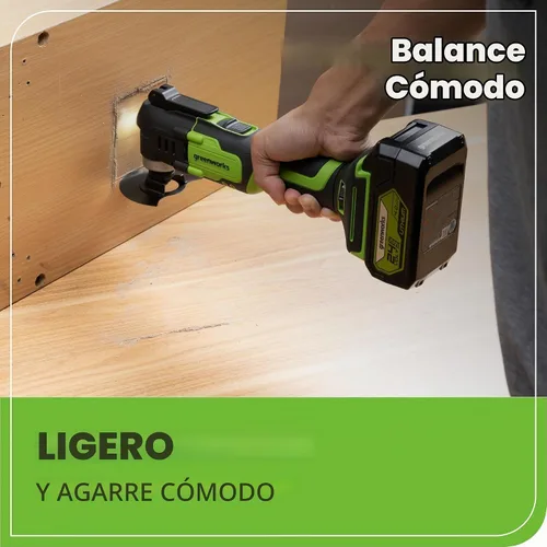 Vista 5 de Greenworks 24V - Multiherramienta inalámbrica, herramienta oscilante para cortar/clavar/raspar/lijar con control de 6 velocidades variables, batería