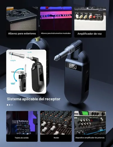 Vista 8 de EBJ Sistema de micrófono de saxofón UHF inalámbrico, micrófono de instrumento de clip, saxofón y trompeta, ecualizador preestablecido y nivel de eco