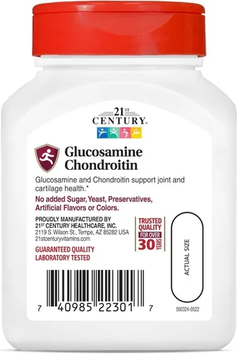 Vista 3 de 21st Century Glucosamina Condroitina 500/400mg - Doble Fuerza, cp 60 Recuento