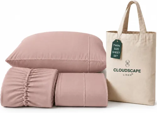 Vista 83 de CLOUDSCAPE LINEN 400TC 100% Egyptian Cotton Luxury Twin Bed Sheets - White