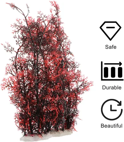 Vista 6 de balacoo 2 plantas de plástico para decoración de acuario, árbol de coral rojo para decoración de peceras, plantas artificiales para adorno submarino