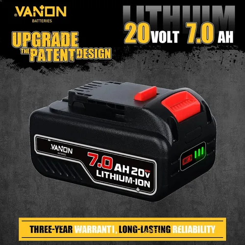 Vista 2 de VANON 7.0Ah 20V Reemplazo para batería Dewalt 20V Max de iones de litio compatible con Dewalt Bateria DCB200 DCB204 DCB206 DCB201 DCB203 DCB181