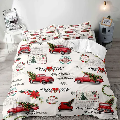Vista 31 de LUVIVIHOME 2 piezas de funda de edredón de Navidad, juego de ropa de cama individual, ropa de cama rústica de cabaña, colcha de Navidad y Día