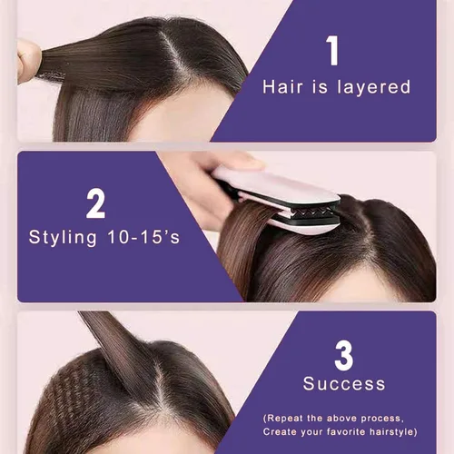 Vista 5 de MBHAIR Plancha de cerámica para dar volumen al peinado esponjoso, plancha de pelo de corrugación, plancha de pelo de cerámica antiestática