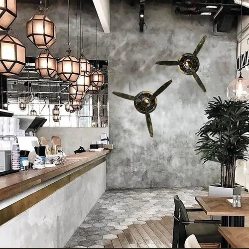 Vista 3 de Hélice de metal KTV para decoración de pared, estilo industrial retro, hélice mecánica montada en la pared, escultura de pared de hierro forjado 3D