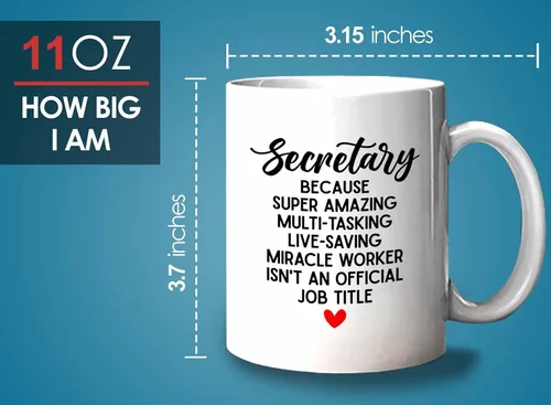 Vista 6 de Bubble Hugs Taza de café Secretaria de 11 onzas, color blanco, secretaria porque súper multitarea, oficina de compañero de trabajo, secretario