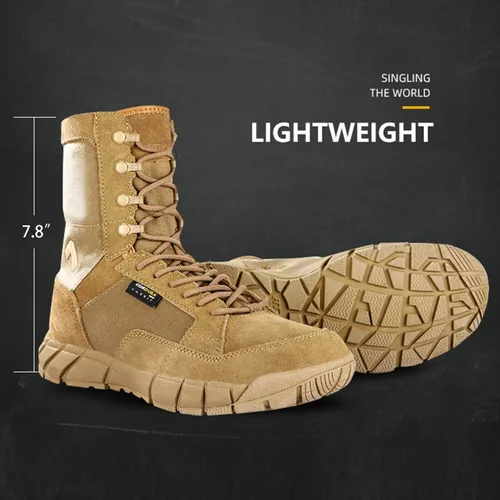 Vista 5 de PAVEHAWK Botas tácticas de 8 pulgadas para hombre, botas militares de coyote ligeras para senderismo, trabajo, combate