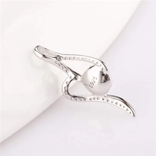 Vista 3 de Colgantes trenzados para joyería de perlas de plata esterlina, diseño colgante de montaje para joyería de moda, Metal, Circonita Cúbica