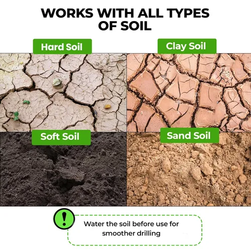Vista 4 de K-Brands Paquete de 4 brocas de 4 x 12 pulgadas + 3 brocas de extensión para plantar, agujero en espiral de jardín y maceta de bombilla