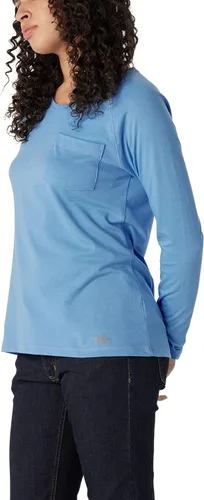 Vista 2 de Dickies Camiseta refrescante de manga larga con bolsillo para mujer Azul celeste
