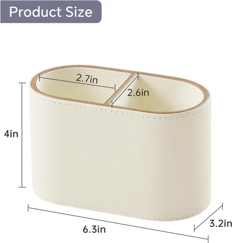 Vista 7 de Soporte para bolígrafo de piel sintética para escritorio, pequeño soporte de control remoto, taza de lápices, organizador de escritorio
