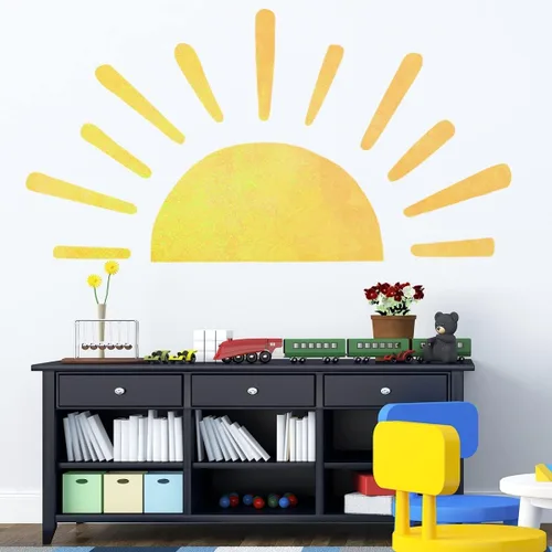 Vista 4 de 45.6 x 23.8 pulgadas, diseño bohemio de medio sol, calcomanías de pared removibles para pared, vinilo para despegar y pegar, calcomanías de medio