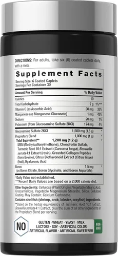 Vista 2 de Horbäach Glucosamina Condroitina Más MSM y Cúrcuma 180 Cápsulas Recubiertas Suplemento Sin OGM, Sin Gluten Suplemento sin OMG, sin gluten