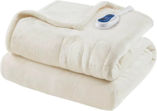 Vista 39 de Beautyrest Manta térmica, manta eléctrica, suave, cálida y reversible, manta térmica Sherpa para oficina, sofá, 3 ajustes de calor, apagado