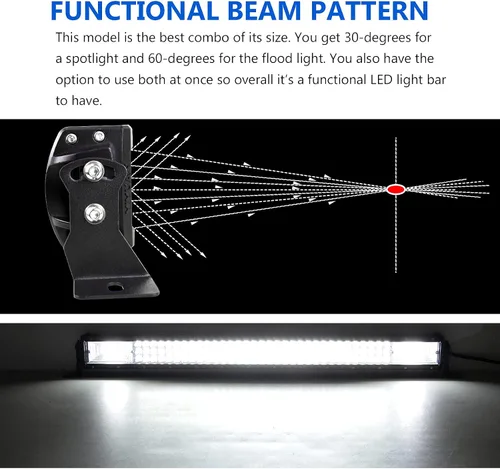 Vista 6 de SKYWORLD 22 pulgadas 270 W triple fila 7D LED barra de luz de trabajo Spot Flood Combo Beam DC 12V-24V 6000K impermeable vehículos todoterreno 4x4