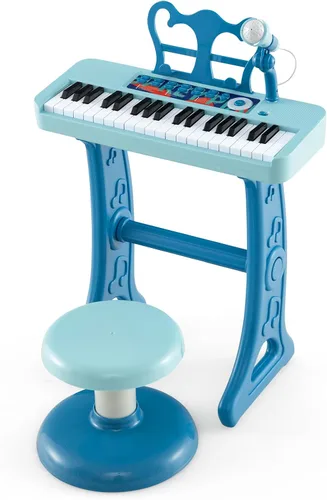 Vista 11 de Costzon Piano para niños, teclado de piano de juguete de 37 teclas con micrófono, taburete y soporte de música, piano electrónico portátil, juguete