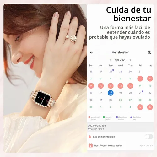 Vista 4 de Efolen Relojes inteligentes para mujeres con diamantes (responder/hacer llamada), reloj inteligente Bluetooth de 1.57" para teléfonos Android iOS