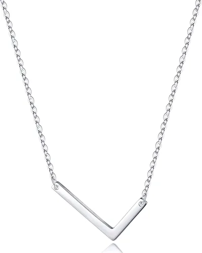 Vista 12 de S925 Sterling Silver Sideways Initial Necklaces for Women, Dainty Hypoallergenic Sterling Silver Letter A-Z Pendant Necklace Silver Sideways Initial