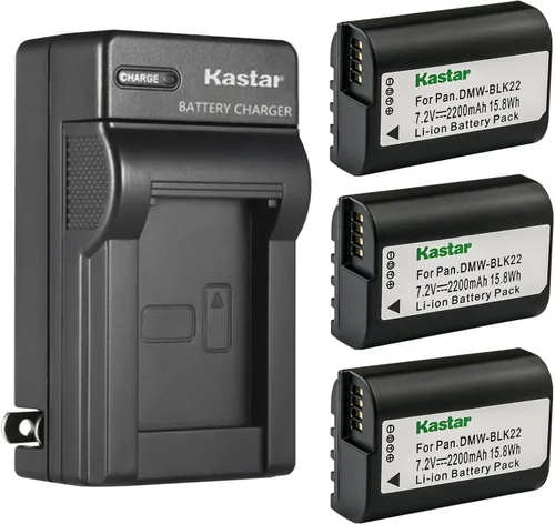 Vista 6 de Kastar DMW-BLK22 - Cargador de batería de pared de CA para cámara digital sin espejo Panasonic Lumix GH5 II, cámara digital sin espejo Panasonic
