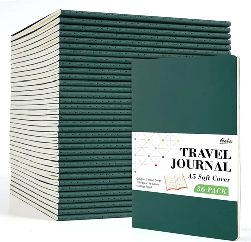 Vista 25 de feela - Paquete de 36 diarios de tapa suave a granel, diario de viaje con forro en blanco para mujeres y hombres, cuadernos con rayas universitarias