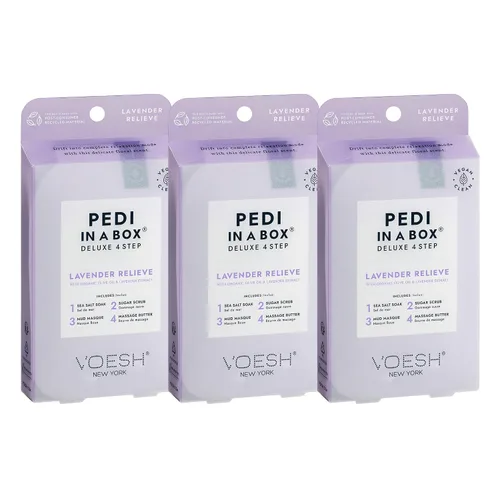 Vista 5 de VOESH Pedi in a Box - Potenciador de energía de eucalipto de 4 pasos, paquete de 3, juego de pedicura, pedicura en casa, pedicura de spa, remojo