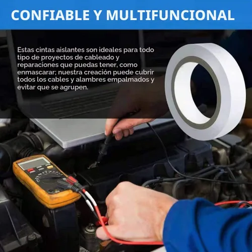 Vista 3 de Wapodeai - 3 unidades de cinta de aislar blanca, cinta impermeable de alta calidad, ignífuga, para interiores y exteriores, de 0.62 pulgadas x 49