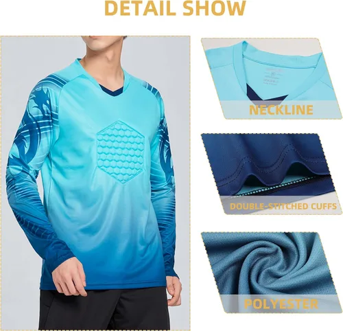 Vista 4 de SCHEKNTS Soccer Goalie Jersey Youth Goalkeeper Shirt for Men with Sponge Padded Long