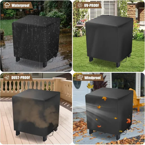 Vista 6 de Funda pequeña para mesa auxiliar de exterior, cubierta de mesa auxiliar de patio de 17 pulgadas para exteriores, funda impermeable para muebles