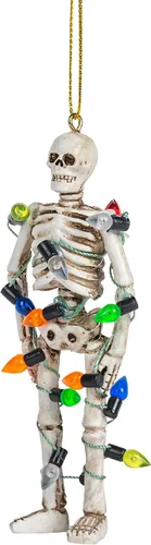 Vista 2 de Esqueleto aterrador envuelto en luces para Halloween, calavera para árbol de Navidad