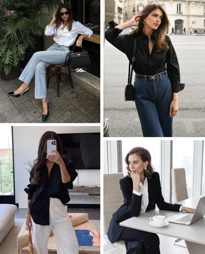 Vista 7 de siliteelon Camisas de vestir con botones para mujer, camisas de vestir de manga larga para mujer, camisas de trabajo de algodón de ajuste regular