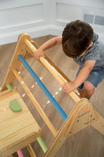 Vista 7 de Avenlur Hazel - Juego de triángulos Pikler 5 en 1, juguetes de escalada para interiores Montessori Climbing Set & Indoor Playground: Triangle