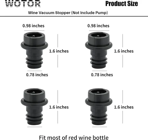 Vista 6 de WOTOR Tapones de vino - Protector de vino al vacío, conservador y sellador (negro, 6 piezas)