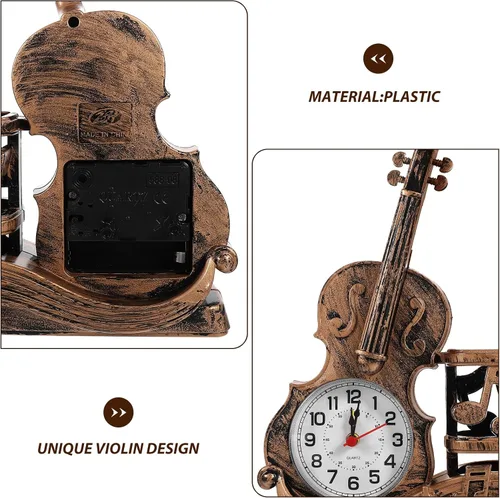 Vista 3 de Garneck Portalápices para violín Decoraciones para Salas De Casa Librería Estante Modelo Violín Figuras Papelería Madera Portalápices Hierro