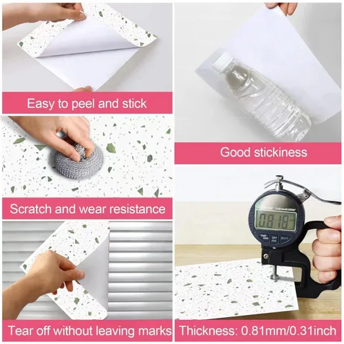 Vista 7 de SVNOOC Azulejos autoadhesivos de vinilo autoadhesivos, 10 hojas de 12 x 12 pulgadas, suelo de bricolaje para cocina, sala de estar, impermeables