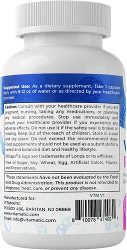 Vista 9 de Vitamatic Probióticos vaginales para mujeres – 20 mil millones de UFC, equilibrio de pH y control de olores, 60 cápsulas DR con prebióticos