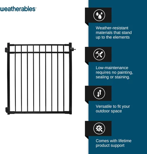 Vista 3 de Kit de puerta de aluminio ciprés Weatherables – Kit de bricolaje para cercas de patio y jardín, hecho con aluminio recubierto de polvo duradero que