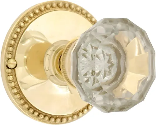 Vista 2 de The King's Bay Large Round Beaded Passage Set in Polished Brass - Select Door Knobs (Glass)