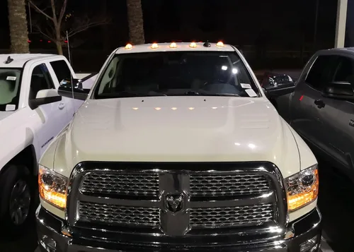 Vista 8 de iJDMTOY 5 luces LED ámbar para techo de cabina compatibles con camiones SUV 4x4 (lámparas de lente transparente)
