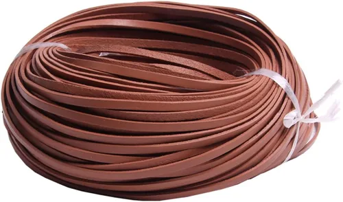 Vista 23 de Cuerda de cuero genuino de 21 yardas, cuerda plana de cuero trenzado para hacer joyas, collares, pulseras, cordones de zapatos, correas de bolsa