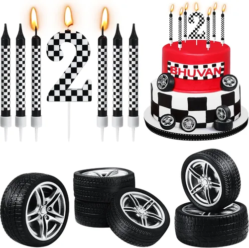 Vista 12 de Velas de cumpleaños de construcción número 1, juego de 12 adornos de construcción para tartas, decoración de pastel de excavadora para cumpleaños