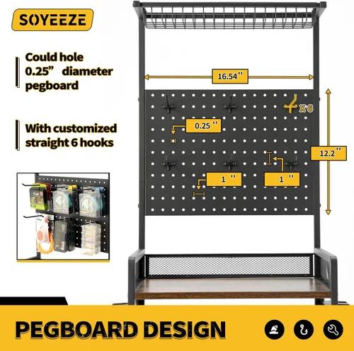 Vista 5 de SOYEEZE Soporte para caña de pescar para garaje, resistente soporte para caña de pescar de 4 niveles con capacidad para hasta 12 cañas con tablero
