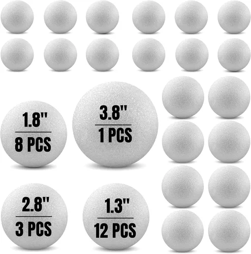 Vista 22 de Hygloss Bolas redondas de espuma para manualidades 6 piezas de espuma blanca de 3.8 pulgadas (XPS) para artes, pequeñas bolas de espuma