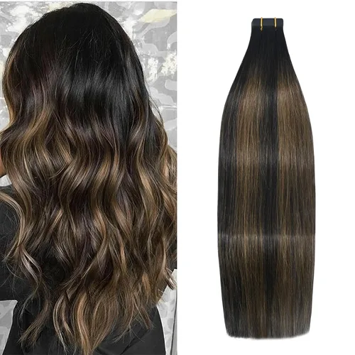 Vista 18 de WindTouch Extensiones de cabello humano con cinta adhesiva, color rojo, 20 unidades, 14 pulgadas, #rojo, 1.06 oz